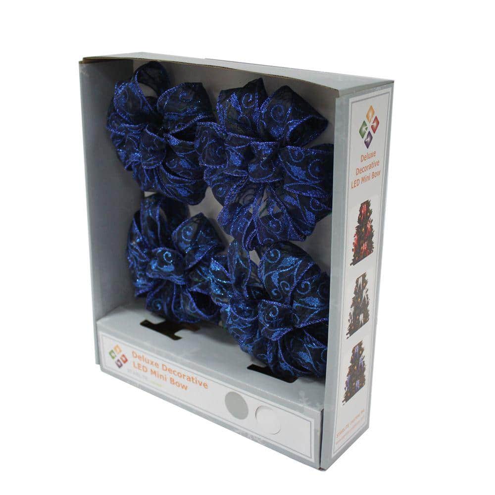 4 in. Blue LED Light Mini Bows (4-Pack)