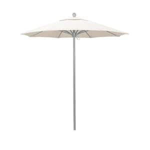 7.5 ft. Gray Woodgrain Aluminum Commercial Market Patio Umbrella Fiberglass Ribs and Push Lift in Natural Pacifica