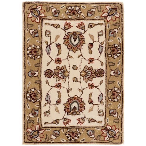 Total Performance 3 ft. x 5 ft. Ivory/Beige Floral Border Area Rug