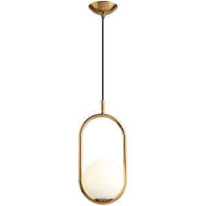 7.9 in. 1-Light Modern Creative Gold Pendant Light with Round Glass Shade