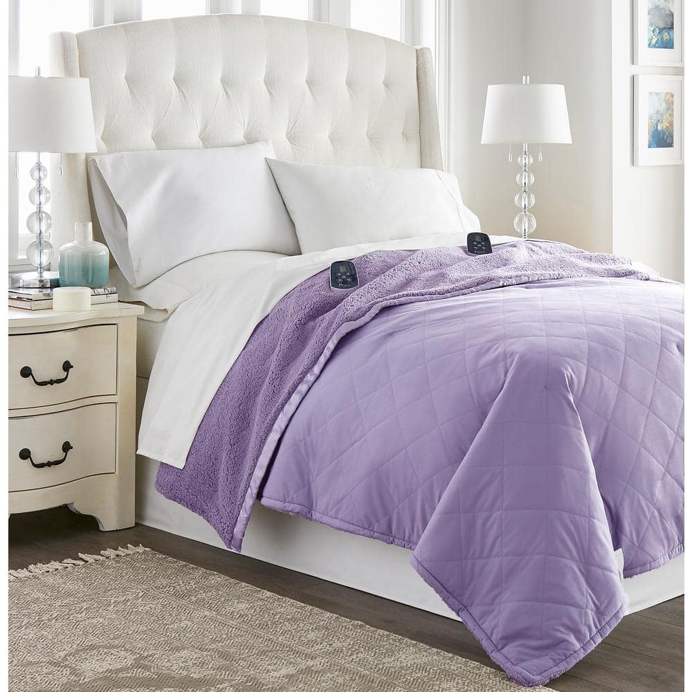 Twin Toile Wedgewood Fleece Sherpa Reversible Electric Blanket