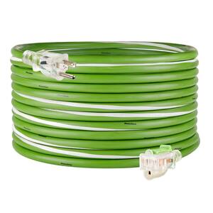 25 ft. 14/3 AWG Rubber Jacket 15 Amp Heavy-Duty Indoor/Outdoor Locking Extension Cord, Green