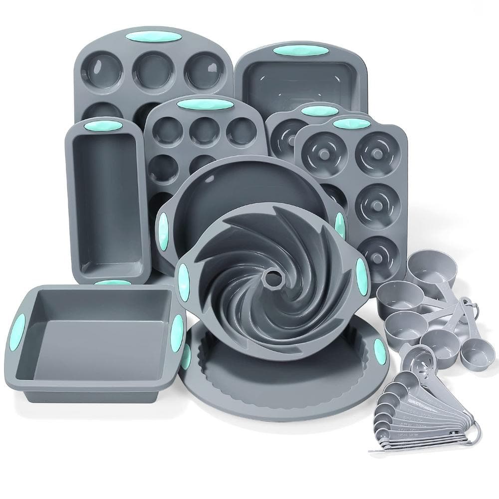 27-Piece Silicone Baking Set Silicone Baking Cu-Piecesake and Muffin Pan Se