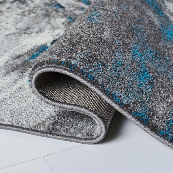 Glacier 11 ft. x 15 ft. Blue/Gray Abstract Area Rug