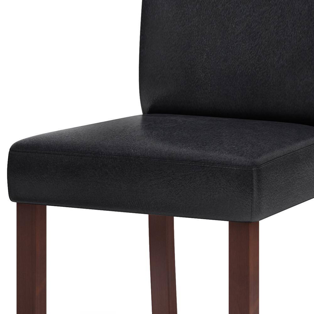 Distressed Black Faux Leather Upholstered Parsons Side Chair