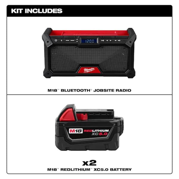 M18 18V Lithium-Ion Cordless Jobsite Radio w/ (2) M18 5.0 Ah Batteries