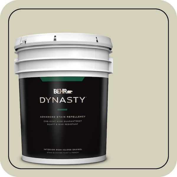 BEHR DYNASTY 5 gal. #ECC-38-1 Pale Sagebrush Semi-Gloss Enamel Interior Stain-Blocking Paint & Primer