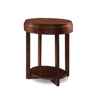 Favorite Finds 16 in. W x 21 in. D Chocolate Cherry Oval Wood End Table with Shelf