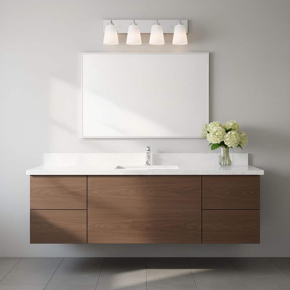 Miles 25 in. W x 8 in. H 4-Light Chrome Dimmable Extra Large Bathroom Vanity Light with No Bulbs Included price history on PriceWatchPro