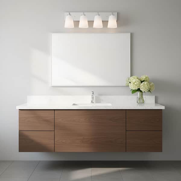 Miles 25 in. W x 8 in. H 4-Light Chrome Dimmable Extra Large Bathroom Vanity Light with No Bulbs Included