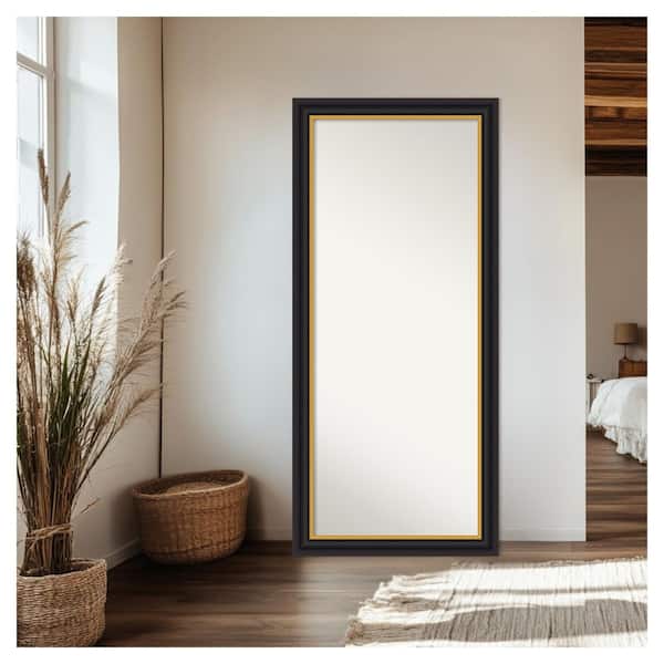 Sierra Black Brown 29.5 in. W x 65.5 in. H Non-Beveled Modern Rectangle Wood Framed Full Length Floor Leaner Mirror