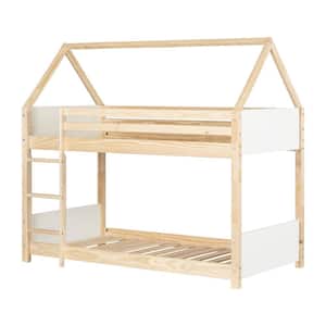 Sweedi House Bunk Bed, White and Natural