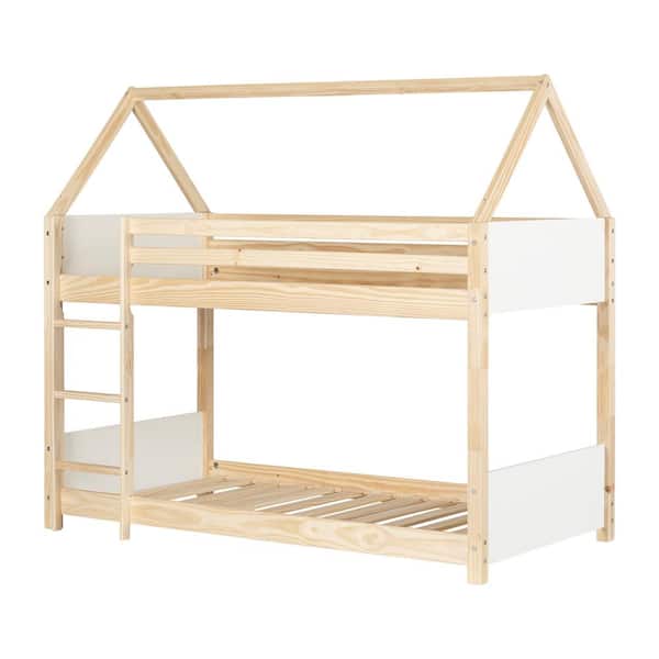 South Shore Sweedi House Bunk Bed, White and Natural