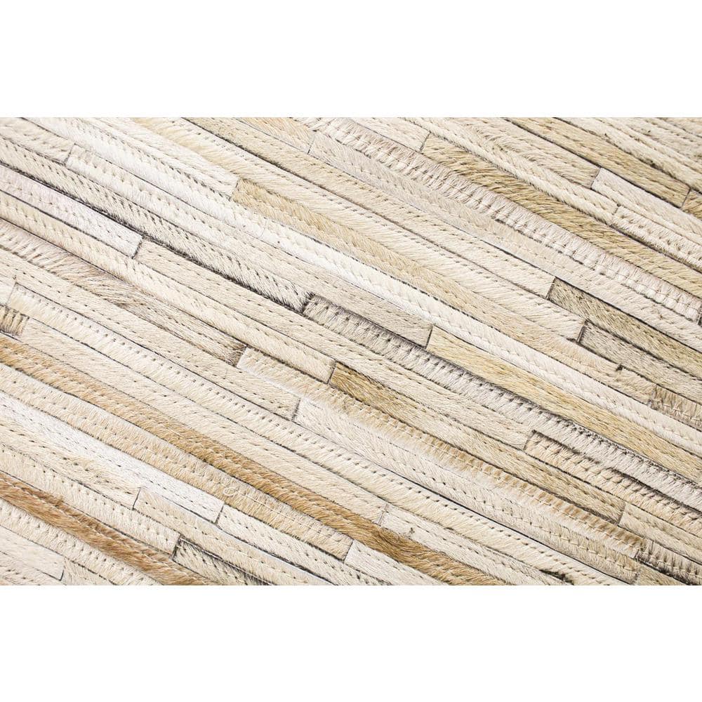 Luxurious Camel Cowhide Geometric Rug 5' x 8'