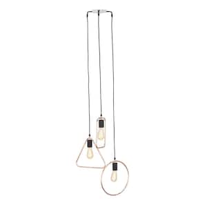 12 in. Silver Pendant Light with 3-Geometric Tube Frame