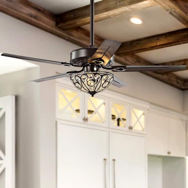 JONATHAN Y Ali 48 in. Oil Rubbed Bronze 3-Light Wrought Iron LED Ceiling Fan  with Light and Remote JYL9704A The Home Depot