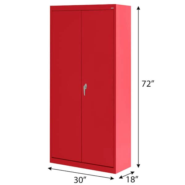 Value Line Series 3-Shelf 24-Gauge Garage Freestanding Storage Cabinet in Red ( 30 in. W x 72 in. H x 18 in. D )