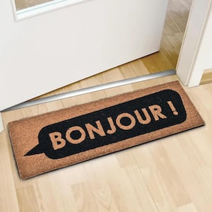 Brown and Black Bonjour Sheltered 30 in. x 10 in. Front Long Door Mat Coir Coco Fibers