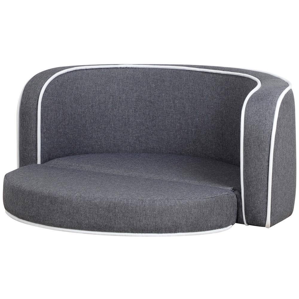 Runesay 30 in. Medium Gray Round Pet Sofa Dog Sofa Dog bed Cat Bed with