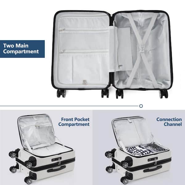 Polibi 22 in.Ivory Front Open Luggage Light-Weight Suitcase