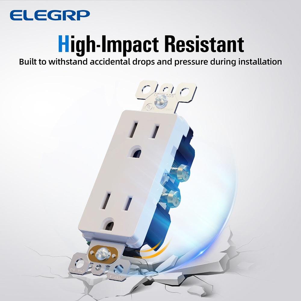 White Thermoplastic Tamper Resistant Duplex Outlet with Wall Plate