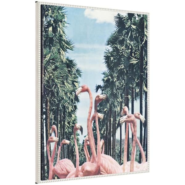 Sylvie "Palm Trees and Flamingos" by Sarah Eisenlohr Framed Birds Art Print 28 in. x 38 in.