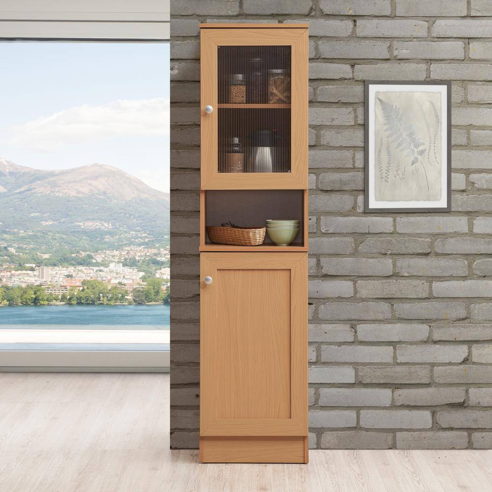 Beech Tall Slim Kitchen Pantry with Enclosed Storage