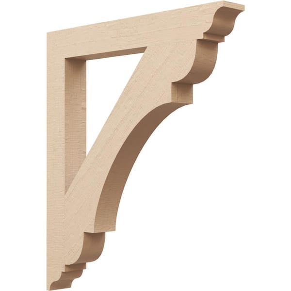 Ekena Millwork 3.5 in. x 32 in. x 28 in. Olympic Traditional Rough Cedar Woodgrain Timberthane Polyurethane Bracket, Primed Tan