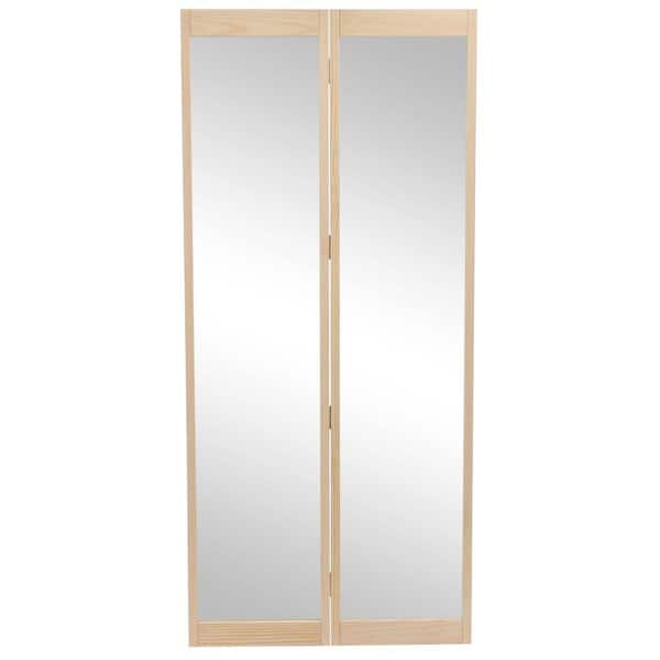 X 80 In Traditional Mirror Wood, Mirrored Bifold Closet Doors Home Depot