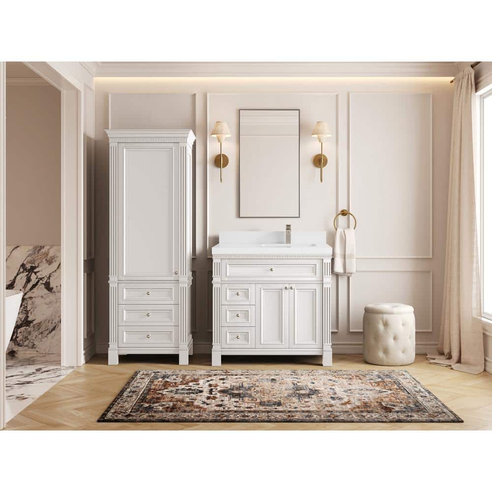 Paris White Freestanding Bathroom Vanity with Quartz Top