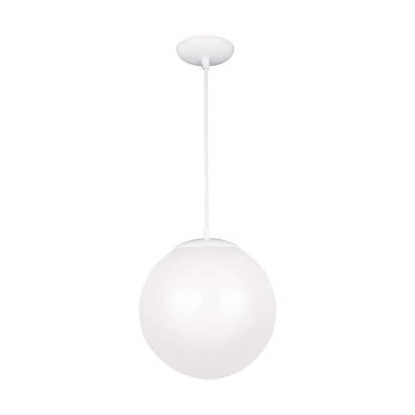 Sea Gull Lighting 6022-15 Leo Globe One-Light Pendant Hanging Modern  Fixture, White Finish