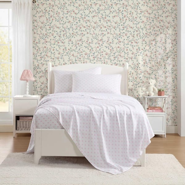 Lovely Bows 3-Piece Pink Microfiber Twin Xl Sheet Set