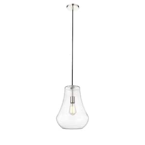 Fairfield 1-Light Polished Nickel Shaded Pendant Light with Clear Glass Shade