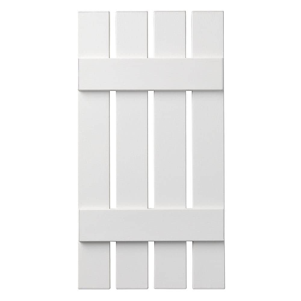 16 in. x 39 in. Polypropylene 4-Board Open Board and Batten Shutters Pair in White