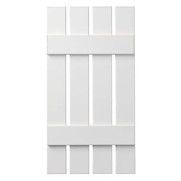 Ply Gem 16 in. x 43 in. Polypropylene 4-Board Open Board and Batten Shutters Pair in White