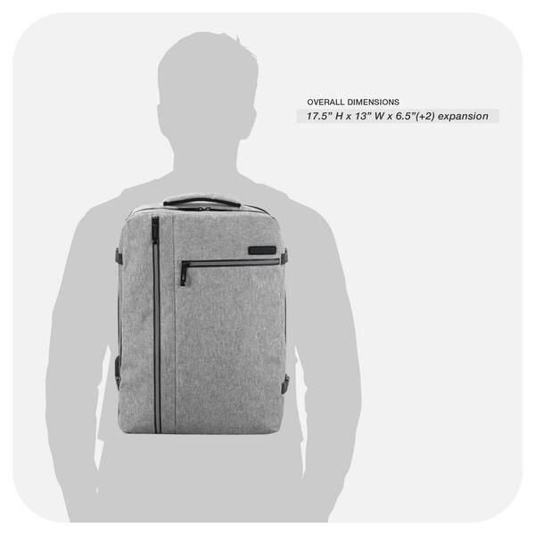 Travel Select Grayville 16.5 in. Gray Multifunctional Expandable Tech  Backpack with USB Port TS00081G - The Home Depot
