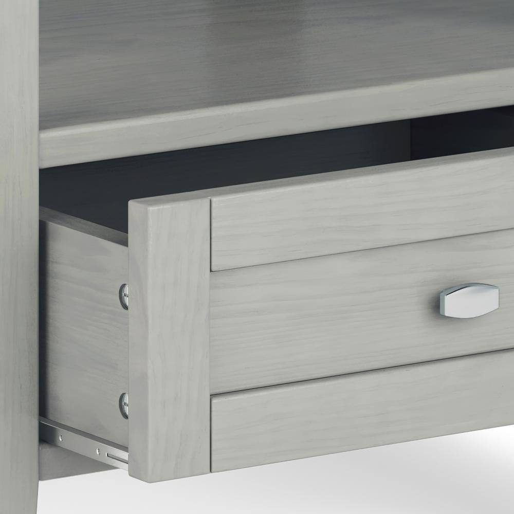 Fog Grey Solid Wood End Table with Storage Drawer
