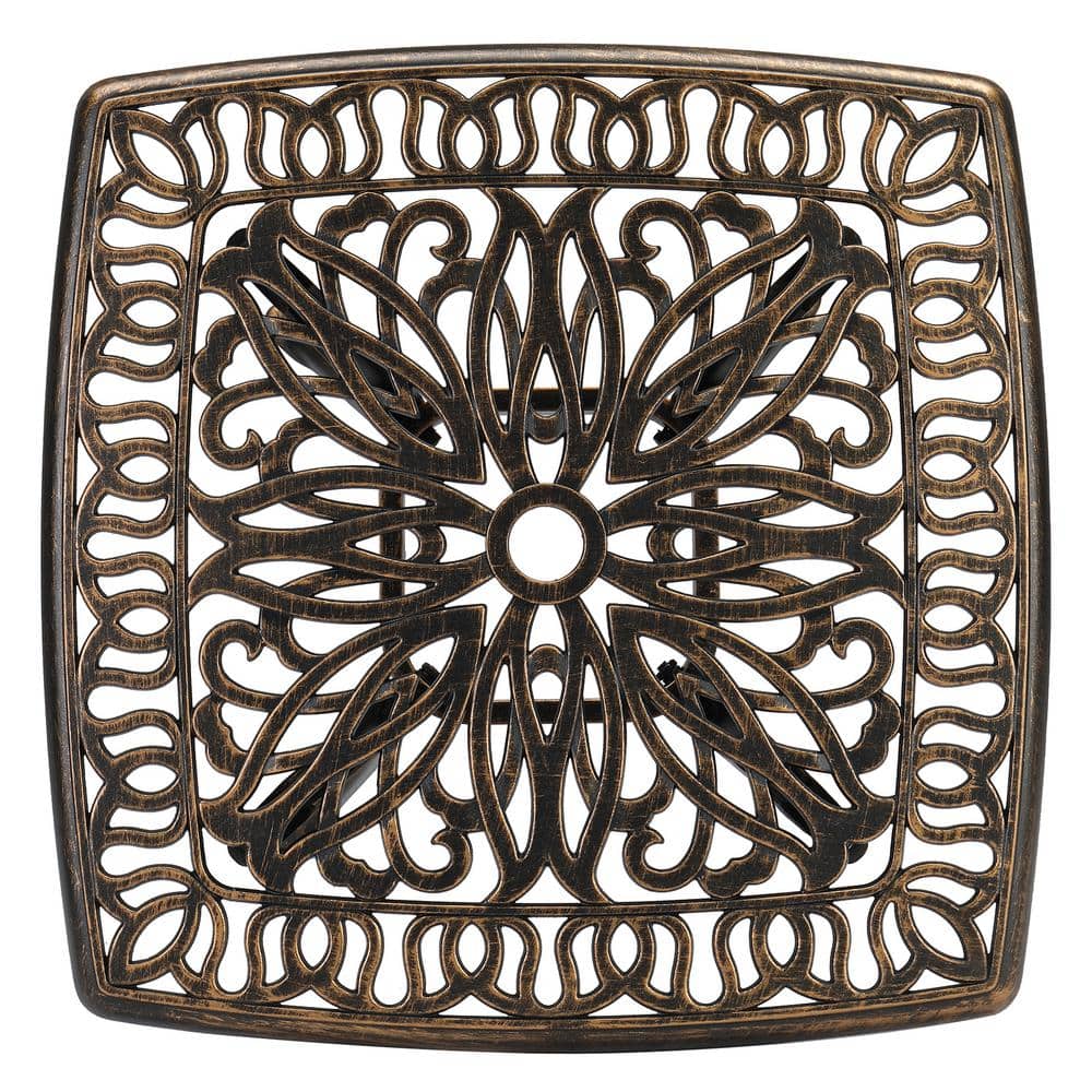 Bronze Square Aluminum Outdoor Side Table with Cut-Out Design