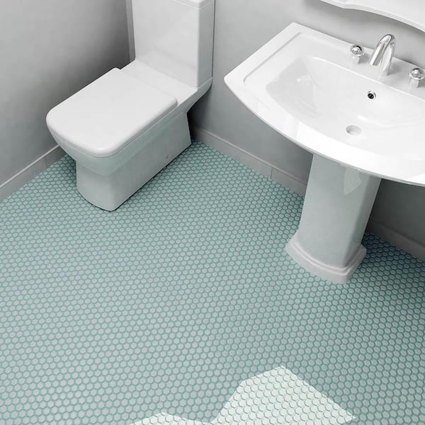 Metro 1 in. Hex Matte Light Blue 6 in. x 6 in. Porcelain Mosaic Take Home Tile Sample