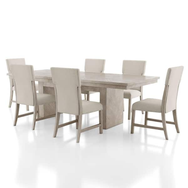 Bronin 7-Piece Natural Wood Top Dining Room Set (Seats 6)