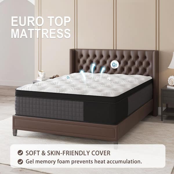 King Size Medium Firm 14 in. Cool Gel Memory Foam Hybrid Mattress with Euro Top, Edge Support and Bed-in-a-Box Mattress