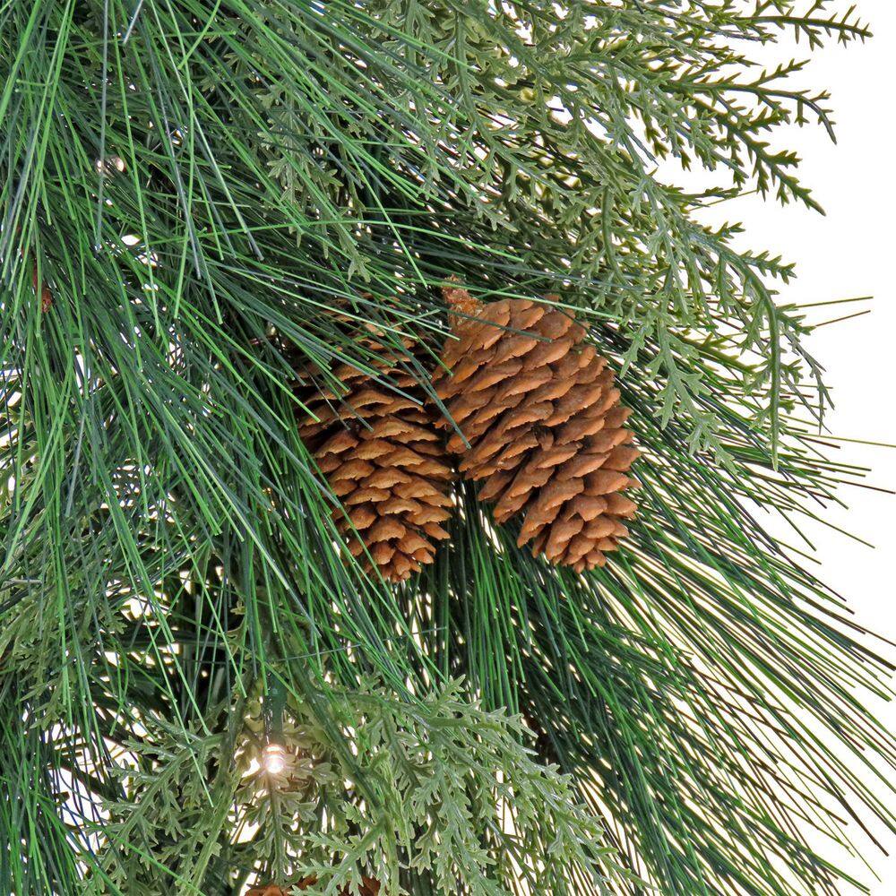28" Pre-Lit Cedar and Pine Cone Christmas Wreath with LED Lights