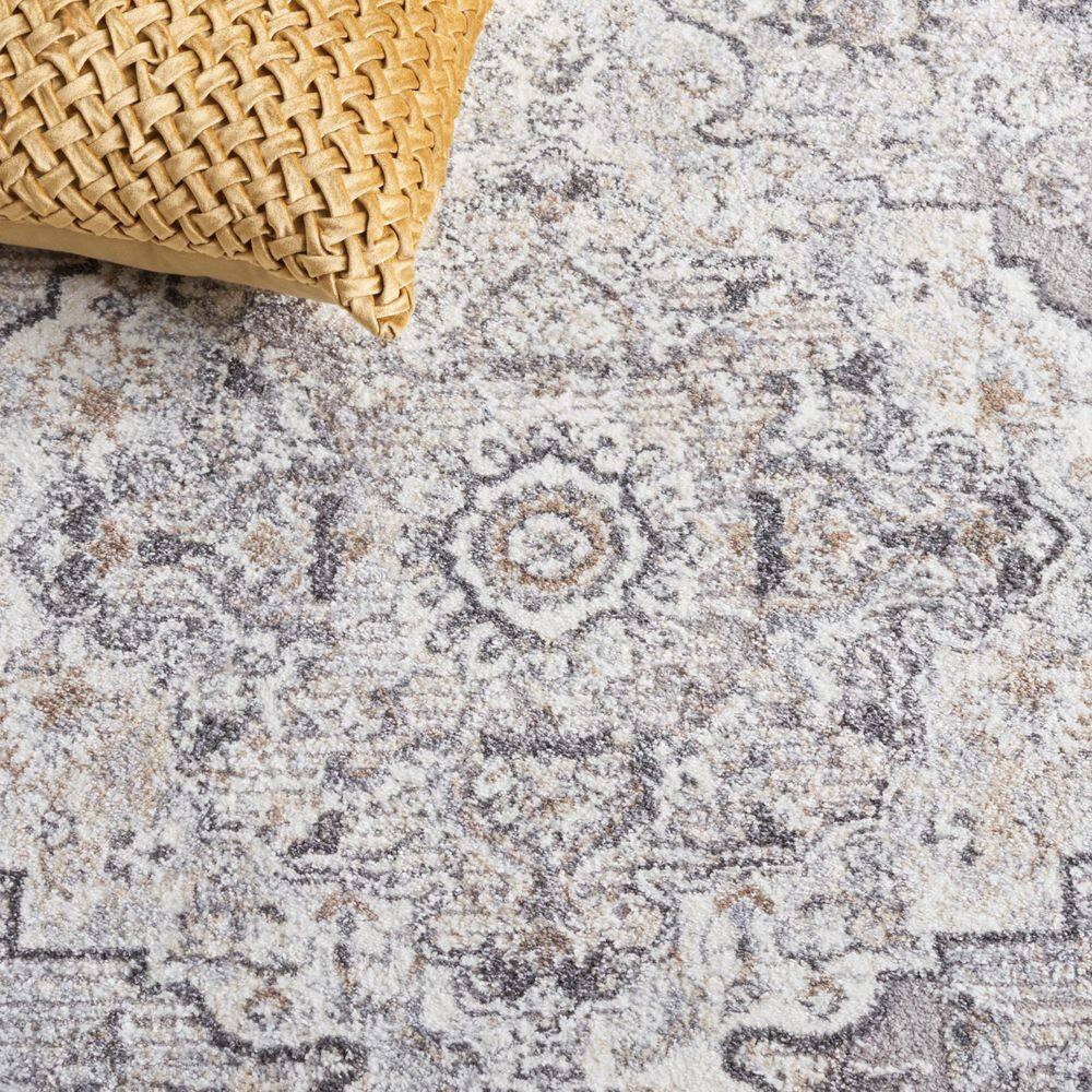 Opal Grey and Ivory Synthetic 4' x 6' Area Rug