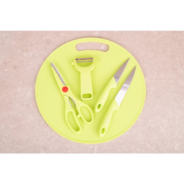 Kitchen&Co. Kitchen&Co. 4-Piece Knife Set with Shears, Peeler, Paring Knife, Utility Knife and Cutting Board