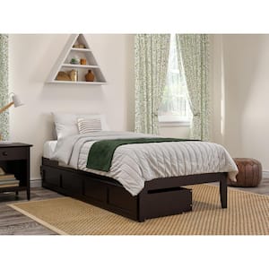 Colorado Espresso Twin Extra Long Solid Wood Storage Platform Bed with 2 Drawers