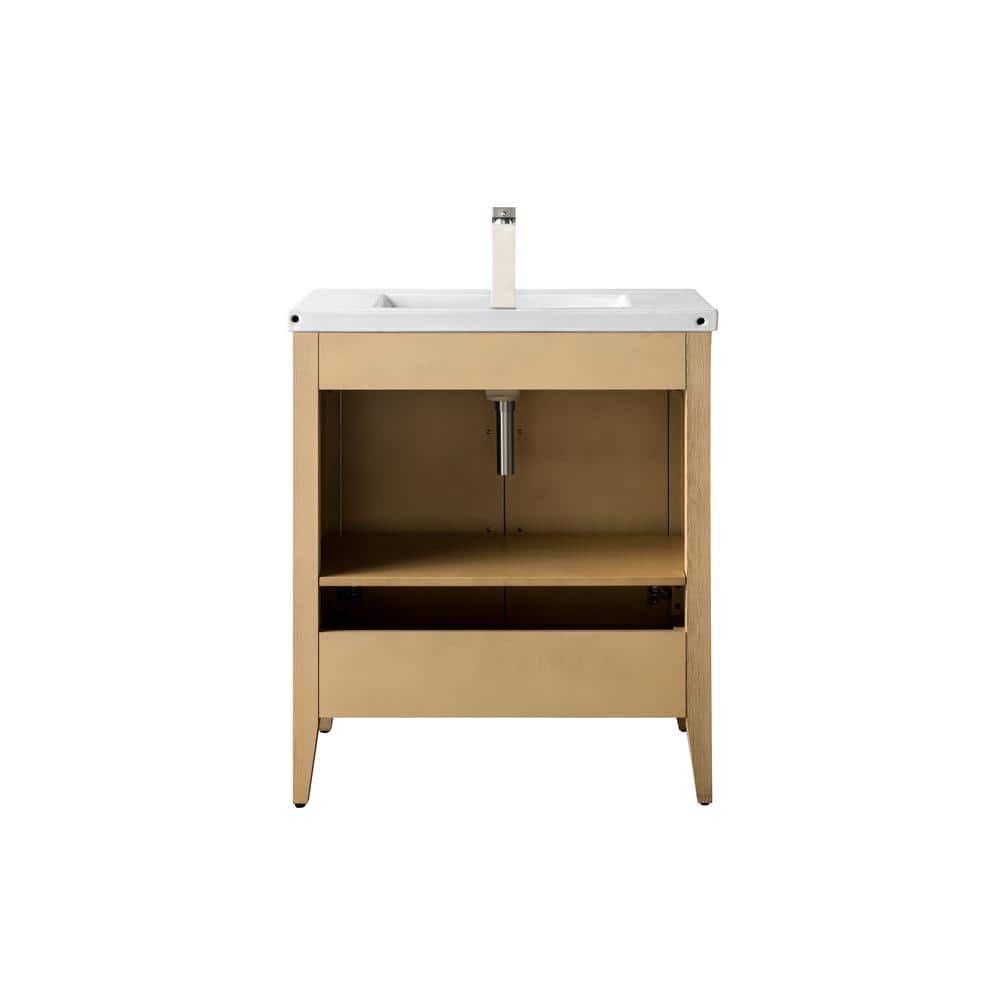 Natural Oak 30" Single Sink Bathroom Vanity with Ceramic Top
