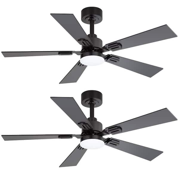 Tyrone 42 in. Integrated LED Indoor Black Standard Ceiling Fans with Light and Remote Control Included in 2-Pack