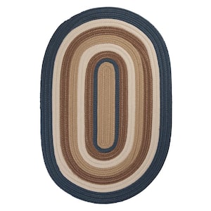 Frontier Blue 5 ft. x 8 ft. Oval Braided Area Rug
