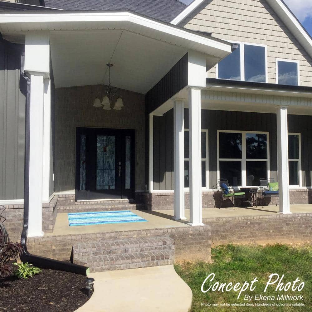 9' Gloss White Powder Coat Aluminum Square Column with Capital & Base