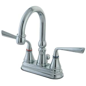 Silver Sage 4 in. Centerset 2-Handle Bathroom Faucet with Brass Pop-Up in Polished Chrome